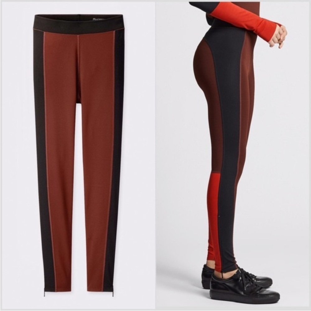 JW Anderson x Uniqlo Black and Burgundy Zipper Hem Leggings
